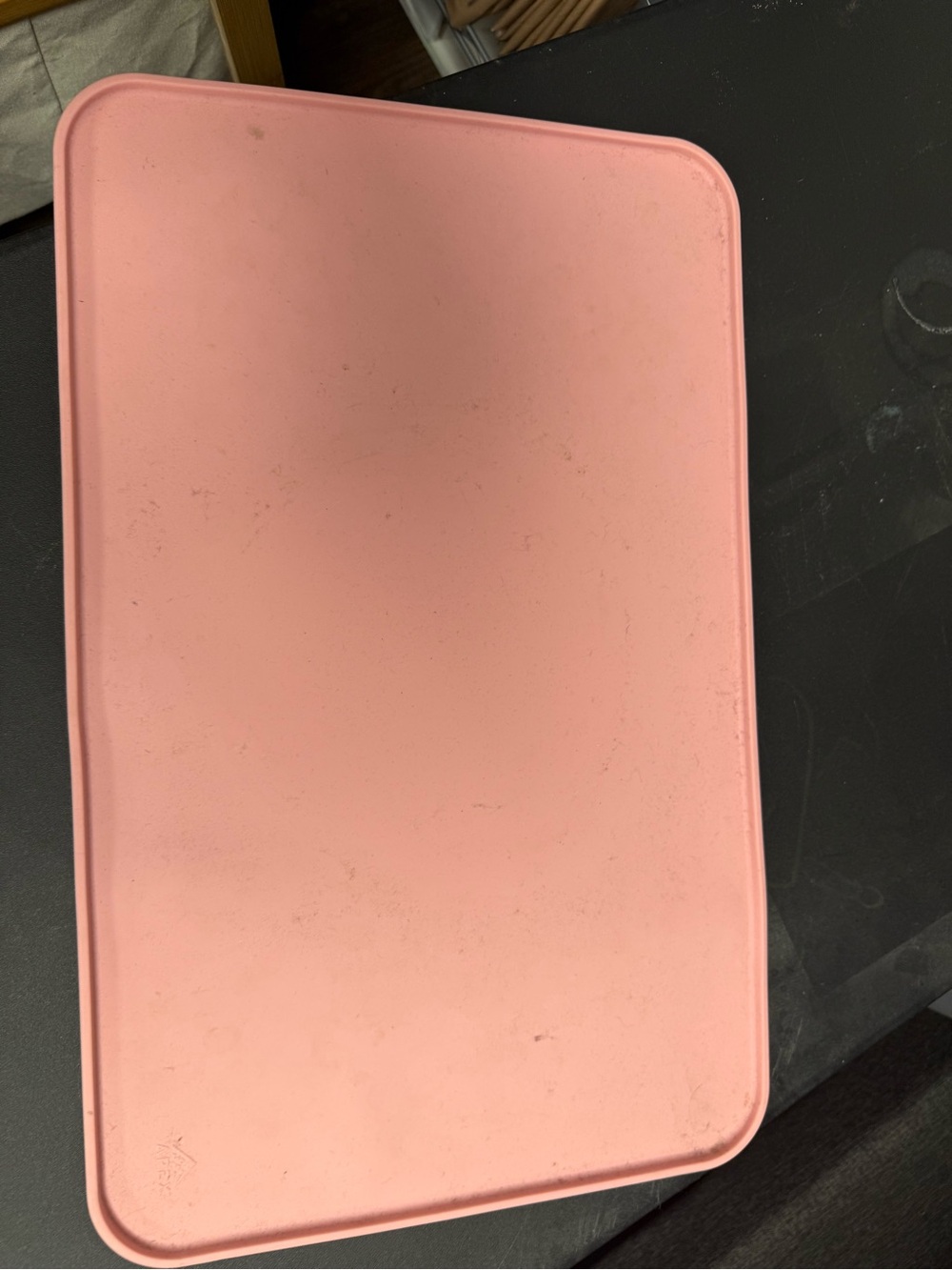 Pink color mat for dog food and water